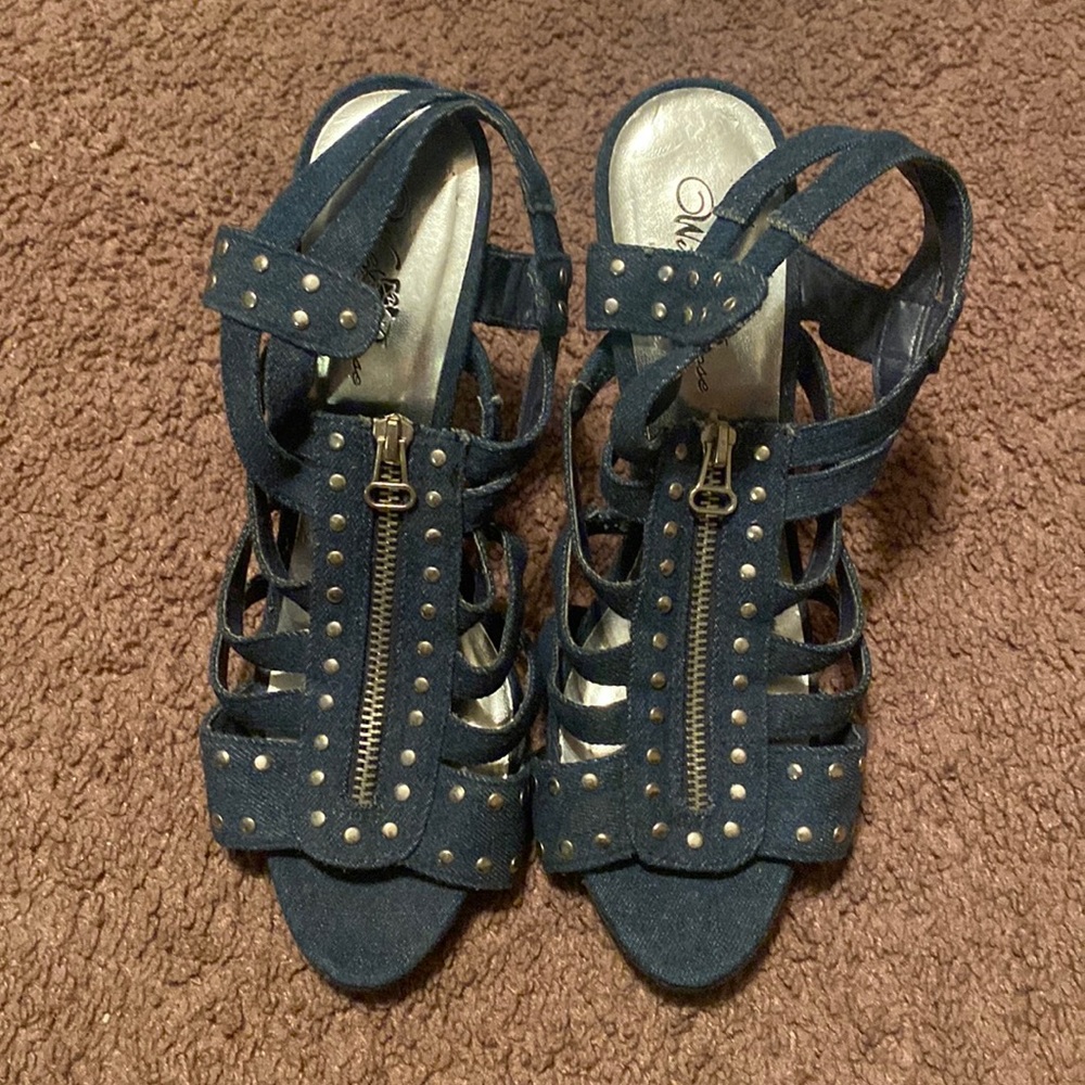 New Wild Rose Denim Healed Sandals